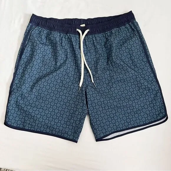 Fair Harbor Swim Trunks Men XXL Swim Shorts Lined Zip Pockets Elastic Waist Blue - Picture 1 of 5